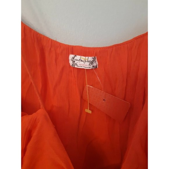 Free People Ruffles Cami Tank Shirt Orange Melon - Picture 6 of 6